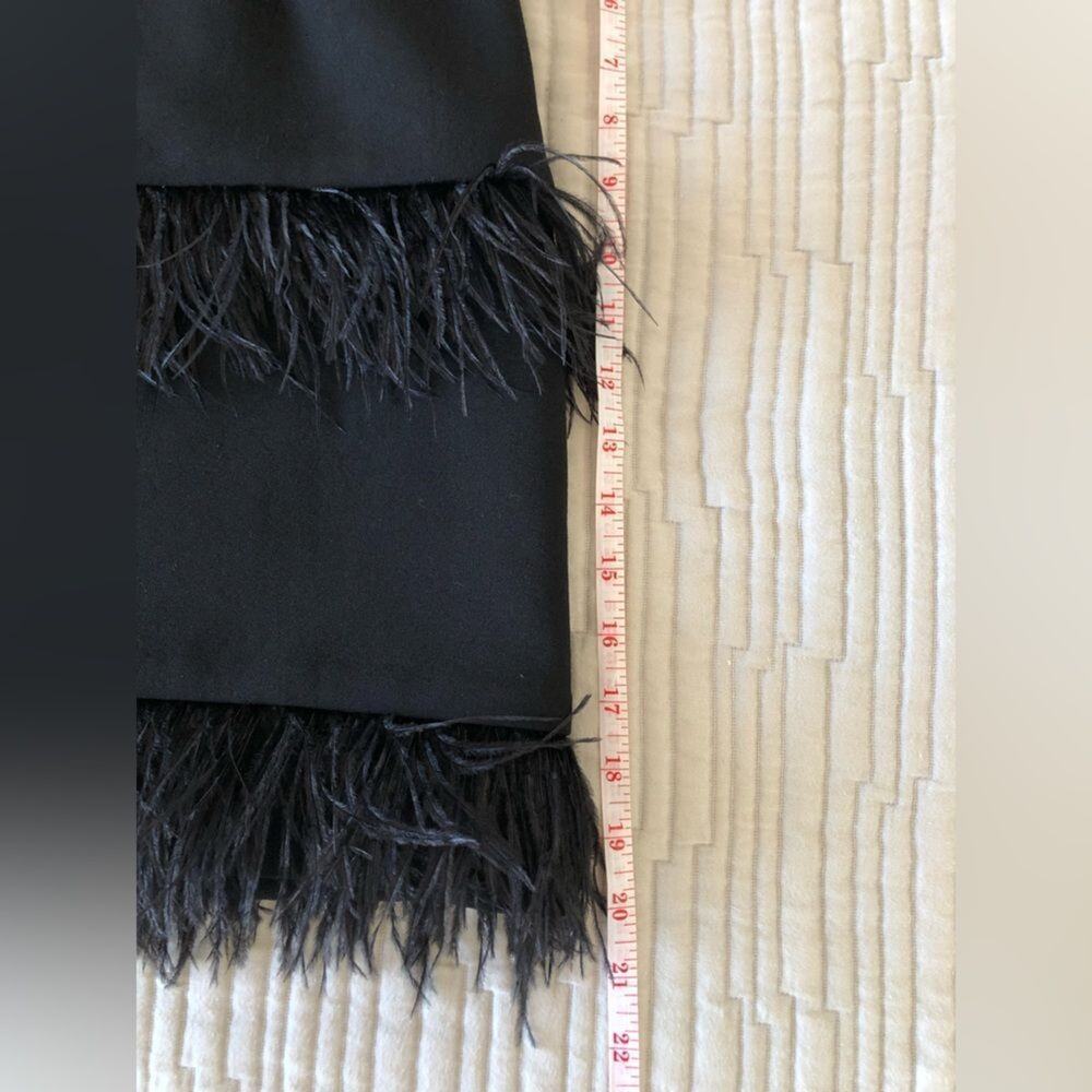 Elliatt Neiman Marcus Coco Feather Trimmed Black Mini Skirt Size M High Waist - Picture 8 of 11